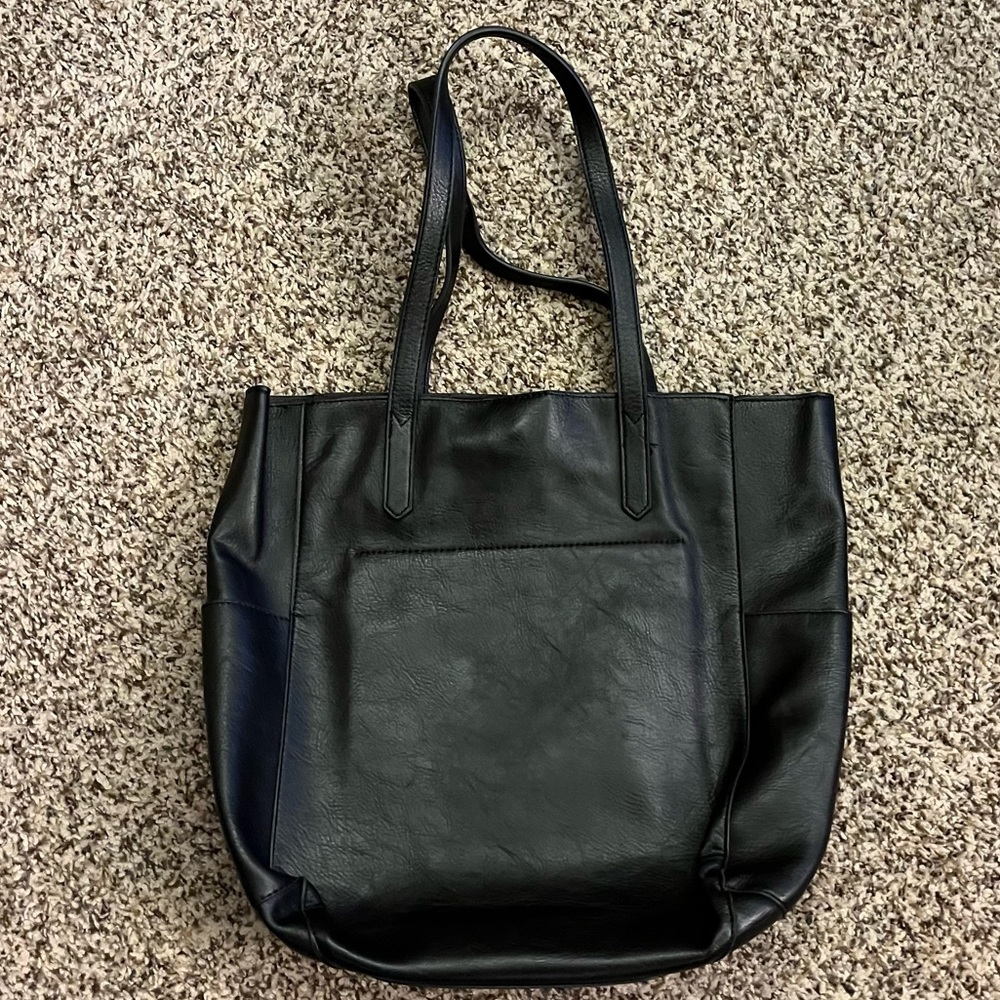 Joy Susan Black Leather Tote Bag